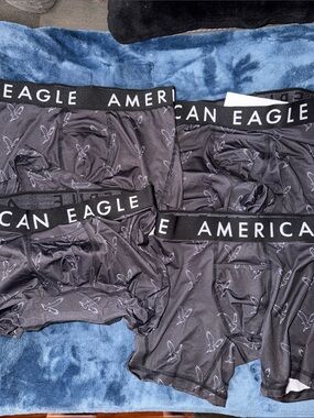 American Eagle Outfitters Black Boxer Briefs with Subtle Bird Print - 3 Pack